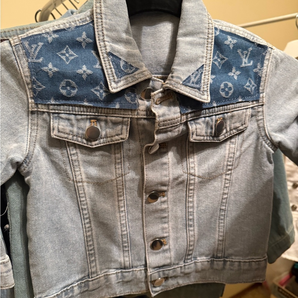 Louis Vuitton Kids Denim Jacket with Blue Pattern